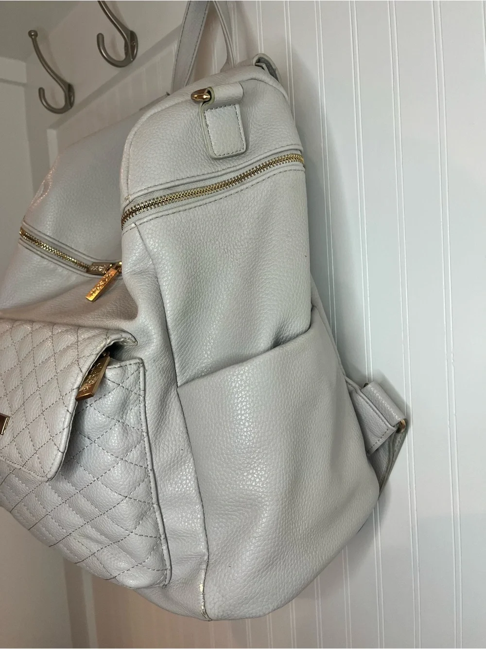 Luli Bebe Light Gray Quilted Baby Bag Backpack